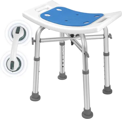 Produktbild von Duschhocker - Badstuhl - Sicheres Duschen - Höhenverstellbar - Bis 136 kg - Blau