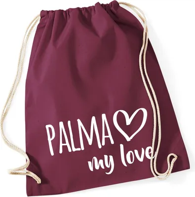 Produktbild von Huuraa Turnbeutel Palma my love 12 Liter Burgundy Baumwolle Rucksack Geschenkidee