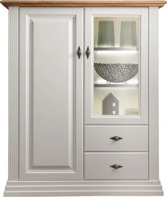 Produktbild von Highboard, Kiefer weiß mit Eiche, ESBJERG-69