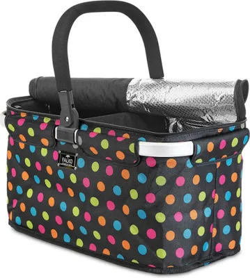 Zdjęcie produktu dla Genius 06942 Genius Einkaufskorb Falko Duo, schwarz mit bunten Punkten Stoff schwarz/bunt bedruckt