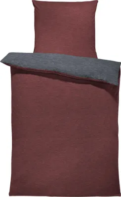Produktbild von Winter Bettwäsche Biber Meliert Baumwolle Flanell Kuschelig Flauschig Warm Weich Modern, Größe:2 teilig 135x200 cm, Farbe:bordeaux / anthrazit
