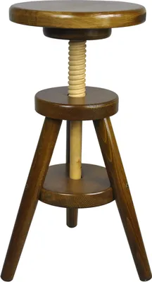A wooden adjustable stool on a white background.