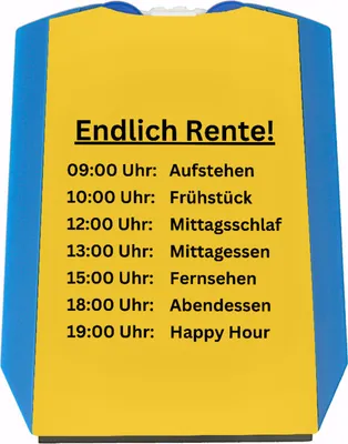 Produktbild von Endlich Rente Parkscheibe mit To-Do Liste und Einkaufswagenchips