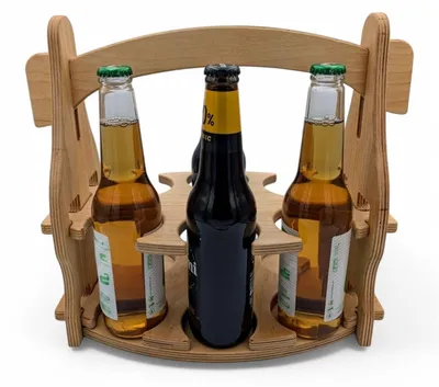 Image de Sklejkowo Porte-bouteilles en bois pour 6 bouteilles de 0,5 l - poignee et compartiments, naturel