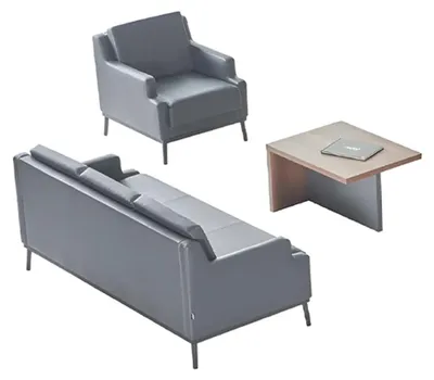 Productafbeelding van Arbeitszimmer-Set 3tlg 3-Sitzer Sessel Couchtisch Modern Dunkelgrau