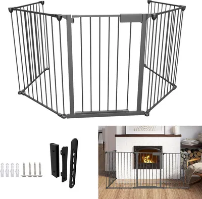 Immagine prodotto di Clanmacy Griglia di sicurezza per caminetto 5x Griglia di sicurezza per stufa Griglia di sicurezza per box Griglia di sicurezza per porta Griglia di sicurezza per bambini, 310x75cm, nero