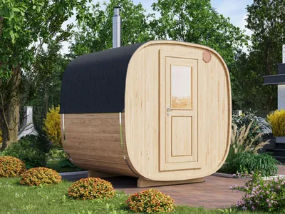 Produktbild von Fjordholz Fass-Sauna Modell Quadro 200 cm