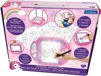 Zdjęcie produktu dla Projektor do Rysowania Lexibook Unicorn, 10 Wzorów, 4 Stemple, Różowy, Dla Dzieci 4+