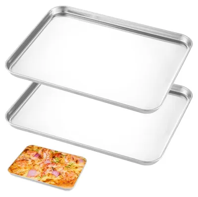 Produktbild von Backblech Edelstahl rechteckig 26,5 x 20,5 x 1,2 cm 2er Set