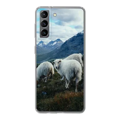 Produktbild von MuchoWow® Handyhülle Schutzhülle Hülle für Samsung Galaxy S21 Schafe - Natur - Berge Silikon Softcase Handy Hülle - Softcase