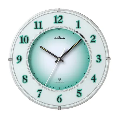 Produktbild von Atlanta 4299 Wanduhr Funk analog grün leise ohne Ticken mit Licht Beleuchtung