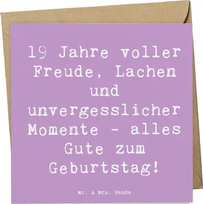 Produktbild von Mr. & Mrs. Panda Grußkarte Spruch 19. Geburtstag Freude - Lavendeltraum - Geschenk, Happy Birthday, Glückwunschkarte, junge Erwachsene, Lachen, besonderer Anlass, Alter
