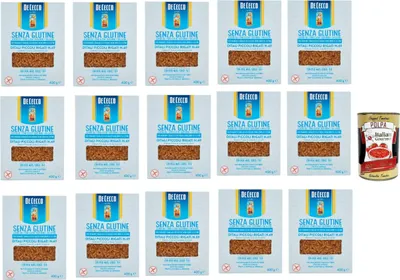 Produktbild von De Cecco Ditali Piccoli Rigati senza Glutine No. 23, Glutenfrei,100% Italienisch Pasta Nudeln gluten free 15x 400G + Italian Gourmet polpa 400g