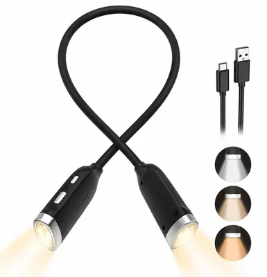 Produktbild von LED Leselampe Hals Leselicht für Bücher 3 Lichtfarben Stufenlos Dimmbar Flexibel Wiederaufladbar