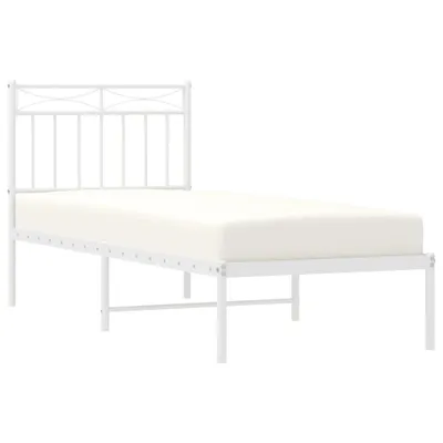 Produktbild von vidaXL Metallbett ohne Matratze mit Kopfteil Weiß 75x190 cm