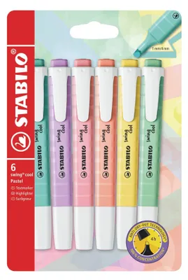 Image de STABILO swing cool Pastel marqueur 6 pièce(s) Pointe biseautée Multicolore
