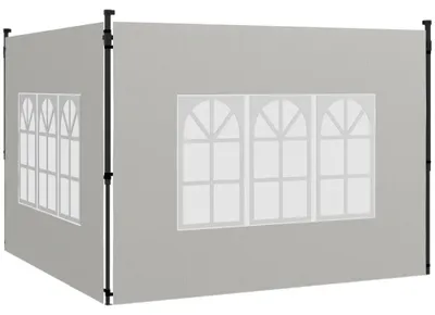Immagine prodotto di Pannello laterale/tenda da giardino - Set di 2 pannelli laterali - Impermeabile - Con finestra - Per gazebo/tenda da giardino da 3x3/3x6 metri - Grigio
