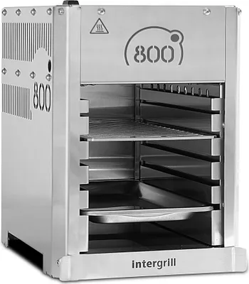 Produktbild von Intergrill 800° Gasgrill Light Steakgrill Hochleistungsgrill 12,6kg Oberhitzegrill Campinggrill Farbe Grau Edelstahl inkl. Grillrost Gastroschale Schutzschublade Griff Piezoimpulszündung