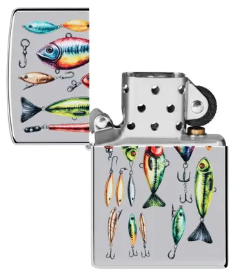 Produktbild von Zippo Sturmfeuerzeug Fishing Hooks Design Hochglanz Chrom Nachfüllbar Windfest