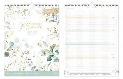 Produktbild von Familienkalender Blattgold XXL 2027, 33 × 44,5 cm, 7 Spalten, über 120 Sticker