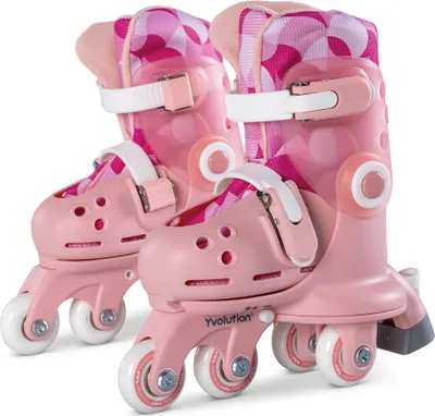 Image de Patins pour enfants Yvolution Twista roses, réglables, pointures 30-34