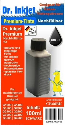 Produktbild von CR66BK - Black - Dr.Inkjet Premium Nachfülltinte 100ml für GI-590 / GI-490