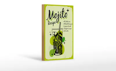Produktbild von Holzschild Rezept Mojito Cocktail Recipe drink 12x18 cm Dekoration