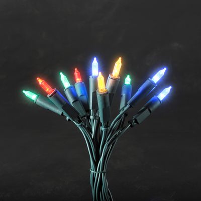 Konstsmide - LED Minilichterkette, 35 bunte Dioden, 230V, Innen, grünes Kabel ; 6302-500