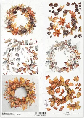 Produktbild von ITD Reispapier Decoupage Bastelpapier Serviettentechnik-R2495 Herbstgirlanden 3D-Tannenzapfen