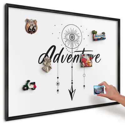 Produktbild von Magnettafel 100x70 cm mit schwarzem Rahmen - Magnetische Metalltafel, Magnetpinnwand zur Wandmontage für Wohnzimmer, Küche, Flur, Kinderzimmer und Büro - Abenteuerthema