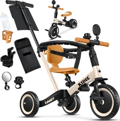 Produktbild von KIDIZ® Laufrad 6in1 Dreirad Loopy Laufräder Lauffahrrad Kinderdreirad ab 1 bis 5 Jahre | Lauflernhilfe belastbar bis 25Kg | inkl. Lenkstange Sicherheitsbügel Sicherheitsgurt Klingel & Spiegel