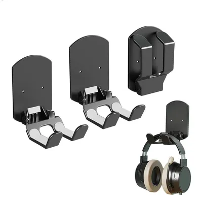 Produktbild von Kopfhörerhalter Kopfhörerständer Headsethalter - Ohne Bohren - Schwarz - 3 Stück - Für Schreibtisch und Wand