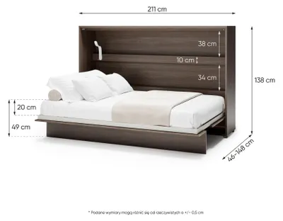 Produktbild von Furniture24 Schrankbett Bed Concept Lenart, Wandklappbett Mit Lattenrost, V-Bett, Wandbett Bettschrank Schrank Mit Integriertem Klappbett Funktionsbett Bc-05, 120 X 200 Cm, Artisan Eiche, Horizontal