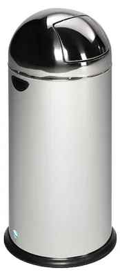 Produktbild von Klassischer Abfallsammler mit Einwurfklappe & Inneneinsatz | 52 Liter, HxBxT 88x46,5x46,5cm | Edelstahl | Silber
