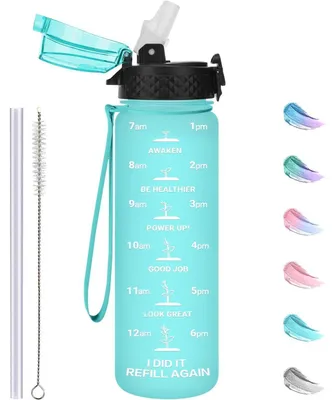 Produktbild von Kinder Trinkflasche mit Strohhalm 500ml Grün Tritan BPA-frei Auslaufsicher