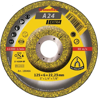 Produktbild von KLINGSPOR Schruppscheibe 125x6mm f.Metall gekröpft Bohrung 22,23mm