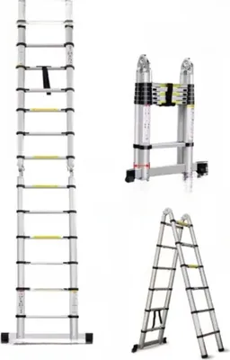 Produktbild von Teleskopische Loftleiter Liovo 190cm – Ausziehbare Aluminiumleiter – Klappbare Trappladder – Tragbar – EN131 – Maximale Belastung 150kg