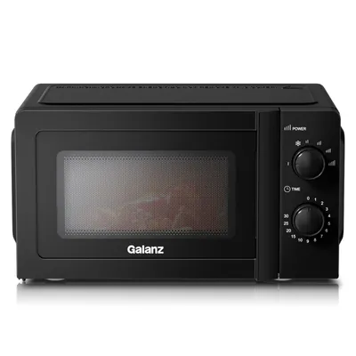 Produktbild von Galanz Retro Mikrowelle 20L Schwarz 700W mit Auftaufunktion, 6 Leistungsstufen und Glasdrehteller