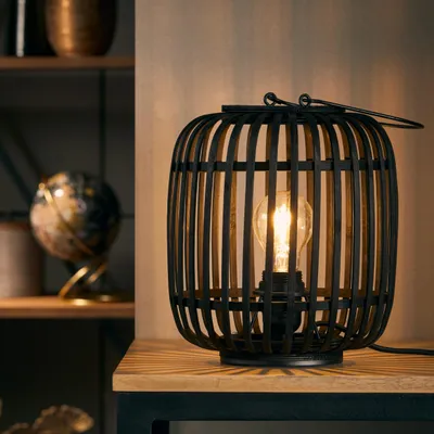 Produktbild von Tischlampe, 43cm Höhe, Ø22 cm, E27, max. 60 W, Schalter, Bambus/Metall