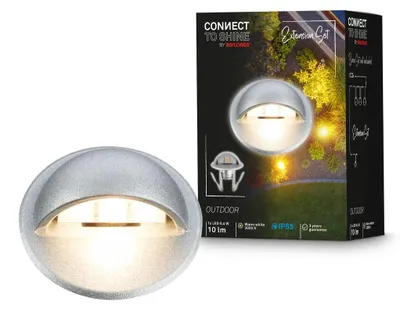 Produktbild von Briloner Connect to Shine Bodeneinbaustrahler Außen Erweiterung Ø3,5cm Rund 0,4W 10lm 3000K Warmweiß IP65 Chrom-Matt - Bodeneinbauleuchte Garten Terrasse