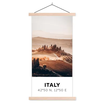 Produktbild von MuchoWow® Textilposter Toskana - Italien - Sommer 60x120 cm mit holzfarbenen Rahmen - Holz
