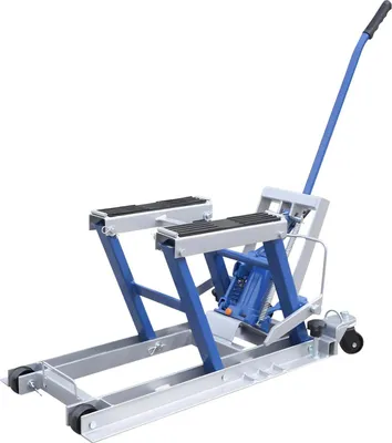 Immagine prodotto di Sollevatore per moto - Piattaforma di sollevamento idraulica - Capacità di carico 680 kg - Altezza di sollevamento 12-38,7 cm - Acciaio A3 e gomma - Superficie verniciata - Blu