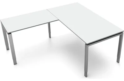 Produktbild von Schreibtisch Form5 160 160x80x68-82cm / Anbau 100x60cm lichtgrau