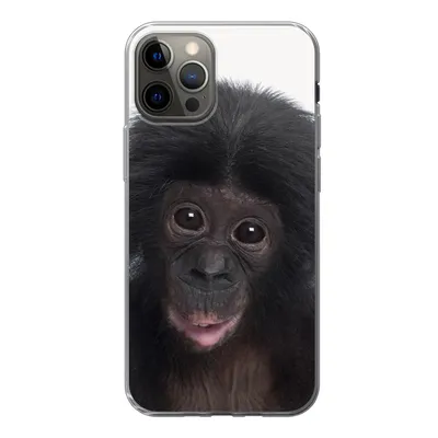 Produktbild von MuchoWow® Handyhülle Schutzhülle Hülle für iPhone 13 Pro Affe - Schimpanse - Porträt - Kinder - Jungen - Mädchen Silikon Softcase Handy Hülle - Handy-Tasche