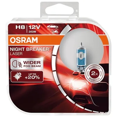 Image de OSRAM NIGHT BREAKER® LASER H8 next Generation, +150% de luminosité, lampe halogène pour phare, 64212NL-HCB, 12V PKW, Duo Box (2 lampes)