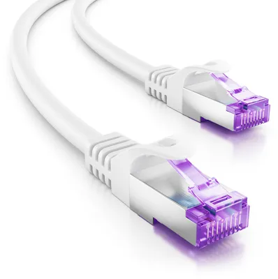 Produktbild von deleyCON 1m CAT7 Netzwerkkabel - 10 Gigabit - RJ45 Patchkabel Ethernet Kabel (Kupfer, SFTP PiMF Schirmung) - für Highspeed LAN DSL Switch Modem Router Patchpanel CAT7 CAT6 CAT5 - Weiß