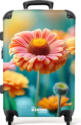 Produktbild von NoBoringSuitcases.com® Großer Koffer - Bunte Gerbera-Blüten - Kombinationsschloss TSA - Hartschalen Trolley 4 Rollen - 72 liter - Reisekoffer - 66 cmKoffer Mittelgroß 67x43x25 cm, 72L,