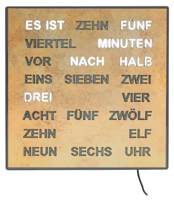 Produktbild von AMS T1241 Tischuhr mit LED-Wortuhr und Messing Antik-Zifferblatt
