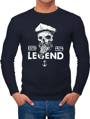 Produktbild von Herren Longsleeve Totenkopf Kapitän Skull Captain Langarmshirt Moonworks® navy S