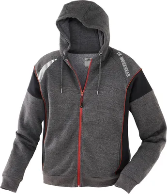 Produktbild von Terrax Workwear Herren Sweatjacke mit Kapuze - Kapuzenjacke mit reflektierenden Print in Schwarz-Rotbraun Größe 3XL